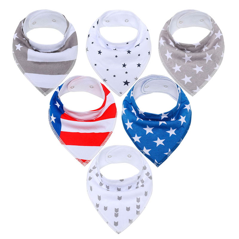 Set of bandana drool bibs in different patterns and colors